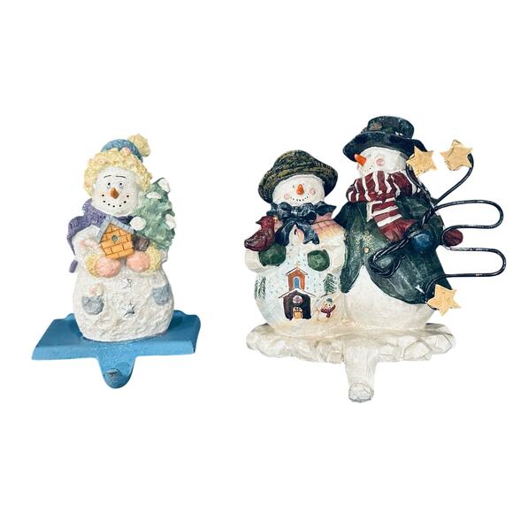 2 Christmas Stocking Hanger’s Snowman, Stocking Holders, Frosty Stocking Hangers - Picture 2 of 4